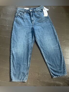 High-Rise Women's Blue Barrel Loose Fit Jeans